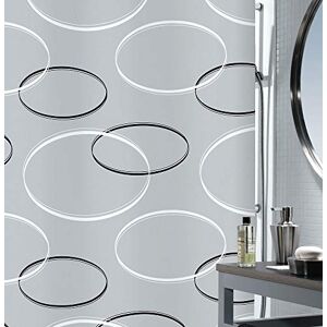 Spirella Anello Grey Textile Polyester Shower Curtain, 180 x 200 cm, Grey/White/Black Spirella Anello Grey Textile Polyester Shower Curtain, 180 x 200 cm, Grey/White/Black