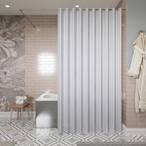Croydex AF289122 Regency Stripe Water-Resistant Machine Washable Cling-Resistant Hookless Textile Shower Curtain,White,1800 x 1800mm (WxL) Croydex AF289122 Regency Stripe Water-Resistant Machine Washable Cling-Resistant Hookless Textile Shower Curtain,White,1800 x 1800mm (WxL)