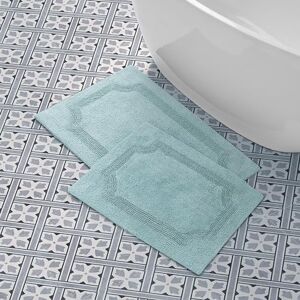 Laura Ashley Reversible Cotton Bath Mat, Aqua, 1'8" x 2'8" (Rectangular) Laura Ashley Reversible Cotton Bath Mat, Aqua, 1'8" x 2'8" (Rectangular)