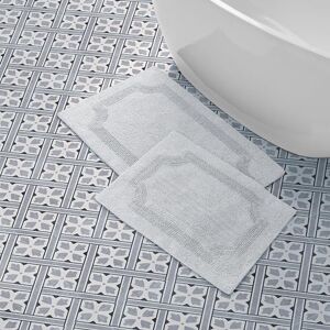 Laura Ashley Reversible Cotton 2-Piece Bath Mat Set, Light Grey Laura Ashley Reversible Cotton 2-Piece Bath Mat Set, Light Grey