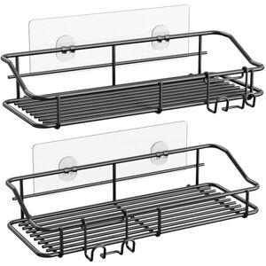 Nieifi Shower Caddy, Bathroom Storage no Drilling with Hooks and Adhesive, Shower Shelf Stainless Steel SUS 304, 2 Pack(Black) Nieifi Shower Caddy, Bathroom Storage no Drilling with Hooks and Adhesive, Shower Shelf Stainless Steel SUS 304, 2 Pack(Black)