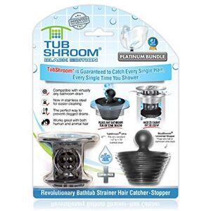 TubShroom Tub Drain Hair Catcher Combo Pack with Silicone Stopper, Black Chrome – Protector and for Bathroom Drains, Fits 1.5” 1.75” Bathtub Shower Drains TubShroom Tub Drain Hair Catcher Combo Pack with Silicone Stopper, Black Chrome – Protector and for Bathroom Drains, Fits 1.5” 1.75” Bathtub Shower Drains