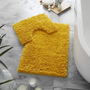 GC GAVENO CAVAILIA Bath Mat Non Slip 2 Piece Extra Soft Quick Dry Bathroom Mat Super Water Absorbent Toilet Bathroom Rug Washable Rugs & Mats Ochre GC GAVENO CAVAILIA Bath Mat Non Slip 2 Piece Extra Soft Quick Dry Bathroom Mat Super Water Absorbent Toilet Bathroom Rug Washable Rugs & Mats Ochre