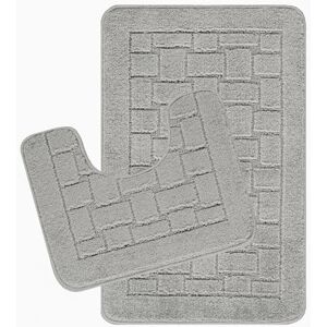 Livabliss Bath Mat Set Bathroom Mats Sets 2 Piece, Washable Non Slip Bath and Toilet Mat Set Bathroom Accessories with Absorbent Bathmat Rug, Shower and Co-ordinating Pedestal Carpet, Grey Livabliss Bath Mat Set Bathroom Mats Sets 2 Piece, Washable Non Slip Bath and Toilet Mat Set Bathroom Accessories with Absorbent Bathmat Rug, Shower and Co-ordinating Pedestal Carpet, Grey
