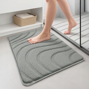 VOUNOT ® Non-Slip Bath Mat Ultra Soft Rug Machine Washable, Microfiber Absorbent Floor Mat with Wavy Pattern for Bathroom Shower Bathtub 60x90cm Grey VOUNOT ® Non-Slip Bath Mat Ultra Soft Rug Machine Washable, Microfiber Absorbent Floor Mat with Wavy Pattern for Bathroom Shower Bathtub 60x90cm Grey