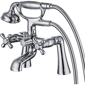 Hanallx Clawfoot Tub Faucet Deck Mount Tub Filler Chrome Vintage Bathtub Faucets Brass with Telephone Shaped Handheld Shower Hanallx Clawfoot Tub Faucet Deck Mount Tub Filler Chrome Vintage Bathtub Faucets Brass with Telephone Shaped Handheld Shower