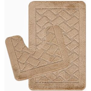 Livabliss Bath Mat Set Bathroom Mats Sets 2 Piece, Washable Non Slip Bath and Toilet Mat Set Bathroom Accessories with Absorbent Bathmat Rug, Shower and Co-ordinating Pedestal Carpet, Brown Livabliss Bath Mat Set Bathroom Mats Sets 2 Piece, Washable Non Slip Bath and Toilet Mat Set Bathroom Accessories with Absorbent Bathmat Rug, Shower and Co-ordinating Pedestal Carpet, Brown