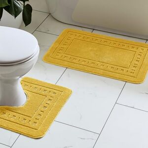 Catherine Lansfield Armoni Bath Mat and Pedestal Set Ochre Yellow Catherine Lansfield Armoni Bath Mat and Pedestal Set Ochre Yellow