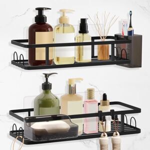 Alyvisun Shower Shelf No Drilling, 4 Pack Shower Storage with Soap Holder, Toothbrush Holder, Bathroom Shelves with Large Capacity, Shower Caddy for Shampoo, Toiletries, Black Alyvisun Shower Shelf No Drilling, 4 Pack Shower Storage with Soap Holder, Toothbrush Holder, Bathroom Shelves with Large Capacity, Shower Caddy for Shampoo, Toiletries, Black