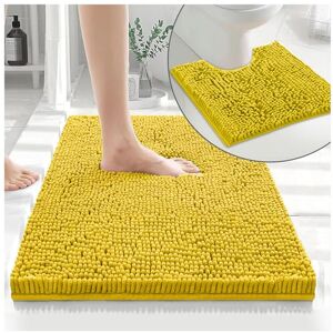 GC GAVENO CAVAILIA Soft Bath Mat Sets For Bathroom 2 Piece Bath Mat Non Slip Back Highly Water Absorbent & Fast Drying 100% Microfiber Chenille Toilet Rug with Pedestal Mat Ochre GC GAVENO CAVAILIA Soft Bath Mat Sets For Bathroom 2 Piece Bath Mat Non Slip Back Highly Water Absorbent & Fast Drying 100% Microfiber Chenille Toilet Rug with Pedestal Mat Ochre