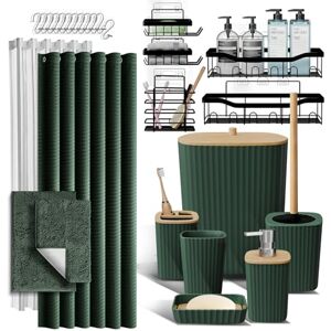 Clara Clark Shower Caddy and Bathroom Accessories Set with Bath Rugs 27PC Bathroom Accessory Set with Shower Caddies Green Bath Rugs, Shower Curtain Set, Toilet Brush, Trash Can, Soap Dispenser, Toothbrush holder Clara Clark Shower Caddy and Bathroom Accessories Set with Bath Rugs 27PC Bathroom Accessory Set with Shower Caddies Green Bath Rugs, Shower Curtain Set, Toilet Brush, Trash Can, Soap Dispenser, Toothbrush holder