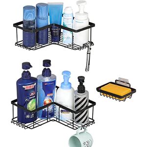 LIROPAU Corner Shower Caddy Set, 3 Pack Bathroom Organiser with Soap Dish Bathroom Corner Shelves for Kitchen Bathroom Accessories