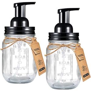 Amolliar Mason Jar Foaming Soap Dispenser Rustproof Stainless Steel Lid/BPA Free Pump,With Labels Rustic Farmhouse Decor Hand Soap Dispenser for Bathroom Vanities,Kitchen Sink,Countertops,Black,2-Pack Amolliar Mason Jar Foaming Soap Dispenser Rustproof Stainless Steel Lid/BPA Free Pump,With Labels Rustic Farmhouse Decor Hand Soap Dispenser for Bathroom Vanities,Kitchen Sink,Countertops,Black,2-Pack