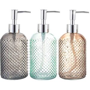 Cutiset 3 pack assorted Glass 15 Ounce Lotion Soap Dispenser Bottle with Pump for bathroom, kitchen (multicolor) Cutiset 3 pack assorted Glass 15 Ounce Lotion Soap Dispenser Bottle with Pump for bathroom, kitchen (multicolor)