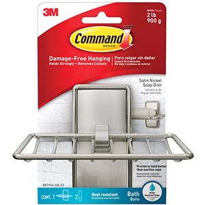 Command Bath Soap Dish, Satin Nickel, 1 Soap Dish + 2 Water-Resistant Adhesive Strips Damage Free Hanging Holds up to 900 g Command Bath Soap Dish, Satin Nickel, 1 Soap Dish + 2 Water-Resistant Adhesive Strips Damage Free Hanging Holds up to 900 g