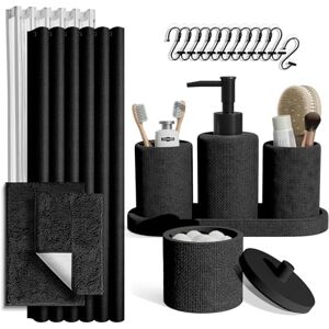 Clara Clark Black Bathroom Set Bathroom Sets with Shower Curtain and Rugs, 21PC Bathroom Accessory Set, Shower Curtain Set with Soap Dispenser & Toothbrush Holder Clara Clark Black Bathroom Set Bathroom Sets with Shower Curtain and Rugs, 21PC Bathroom Accessory Set, Shower Curtain Set with Soap Dispenser & Toothbrush Holder