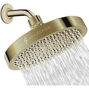 SparkPod Fixed Shower Head High Pressure Rain Luxury Modern Look Easy No-Tool Installation Perfect Adjustable Replacement for Your Bathroom Shower Heads (15 cm Round, Polished Antique Brass) SparkPod Fixed Shower Head High Pressure Rain Luxury Modern Look Easy No-Tool Installation Perfect Adjustable Replacement for Your Bathroom Shower Heads (15 cm Round, Polished Antique Brass)