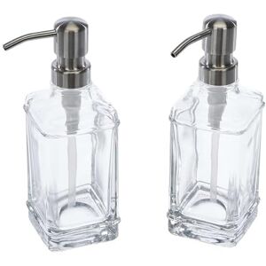 ACCL Versatile Glass Soap Dispenser Bottle with Pump, 12 Oz Dripless Stainless Steel Pump Bottle, Refillable Liquid Hand Jar Dispenser for Bathroom, Countertop, Kitchen with 8 Waterproof Labels -2 Pack ACCL Versatile Glass Soap Dispenser Bottle with Pump, 12 Oz Dripless Stainless Steel Pump Bottle, Refillable Liquid Hand Jar Dispenser for Bathroom, Countertop, Kitchen with 8 Waterproof Labels -2 Pack