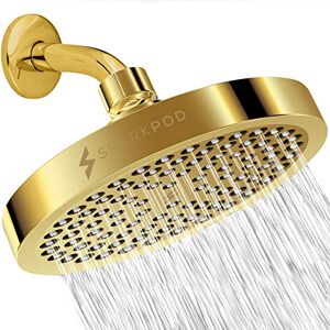 SparkPod Fixed Shower Head High Pressure Rain Luxury Modern Look Easy No-Tool Installation Perfect Adjustable Replacement for Your Bathroom Shower Heads (15 cm Round, Egyptian Gold) SparkPod Fixed Shower Head High Pressure Rain Luxury Modern Look Easy No-Tool Installation Perfect Adjustable Replacement for Your Bathroom Shower Heads (15 cm Round, Egyptian Gold)