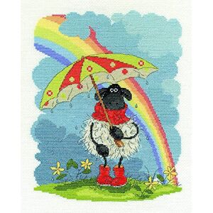 DMC April Showers Cross Stitch Kit, Includes Stranded Cotton, 14ct Aida Fabric, Needle, Chart and Instructions DMC April Showers Cross Stitch Kit, Includes Stranded Cotton, 14ct Aida Fabric, Needle, Chart and Instructions