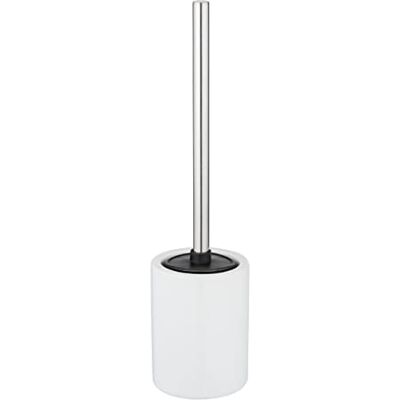 WENKO Laviano ceramic toilet brush set, white glossy, free-standing toilet brush holder with replaceable silicone slatted toilet brush head, non-stick effect for hygienic cleaning, Ø 9.7 x 39 cm WENKO Laviano ceramic toilet brush set, white glossy, free-standing toilet brush holder with replaceable silicone slatted toilet brush head, non-stick effect for hygienic cleaning, Ø 9.7 x 39 cm