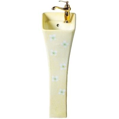 Kx9Lb8d Freestanding Wash Basin Ceramic Pedestal Sink Art Basin with Overflow Hole Floor Standing Washbasin(Yellow) Kx9Lb8d Freestanding Wash Basin Ceramic Pedestal Sink Art Basin with Overflow Hole Floor Standing Washbasin(Yellow)