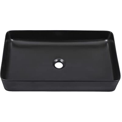 Kichae Vessel Sink Rectangle- 24"x14" Modern Rectangular Top Counter Bathroom Sink Matte Black Porcelain Ceramic Lavatory Sink Bowl Art Basin Kichae Vessel Sink Rectangle- 24"x14" Modern Rectangular Top Counter Bathroom Sink Matte Black Porcelain Ceramic Lavatory Sink Bowl Art Basin