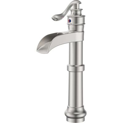 Bathfinesse Bathroom Vessel Sink Faucet Waterfall Single Handle One Hole Deck Mount Lavatory Brushed Nickel Bathfinesse Bathroom Vessel Sink Faucet Waterfall Single Handle One Hole Deck Mount Lavatory Brushed Nickel