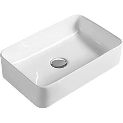 nuie NBV179 Modern Rectangular Bathroom Counter Top Sink Basin, White nuie NBV179 Modern Rectangular Bathroom Counter Top Sink Basin, White