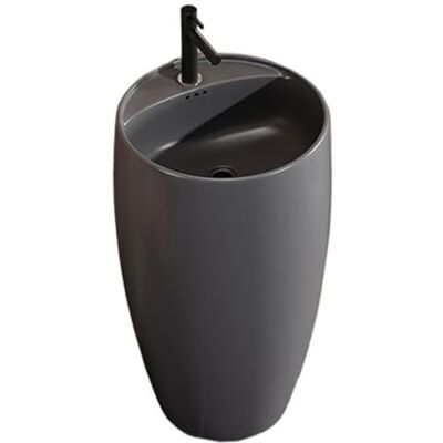 Kx9Lb8d Freestanding Wash Basin Bathroom Pedestal Basin, one-piece Floor-Standing washbasin(Gun Grey) Kx9Lb8d Freestanding Wash Basin Bathroom Pedestal Basin, one-piece Floor-Standing washbasin(Gun Grey)