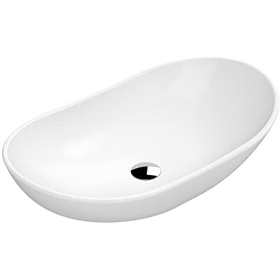 Nuie - Vessel Oval Sit-On Countertop Basin 615mm Wide - Matt White - basin Nuie - Vessel Oval Sit-On Countertop Basin 615mm Wide - Matt White - basin