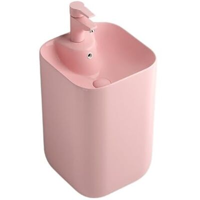 Kx9Lb8d Freestanding Wash Basin Colorful Pedestal Sink, Ceramic Basin with Overflow(Pink) Kx9Lb8d Freestanding Wash Basin Colorful Pedestal Sink, Ceramic Basin with Overflow(Pink)