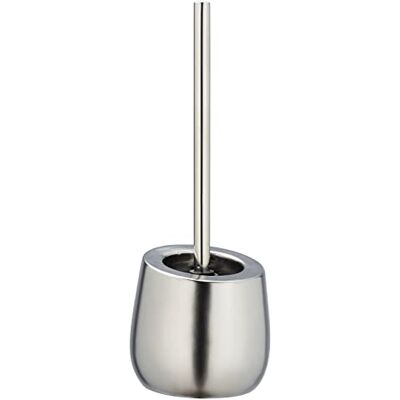 WENKO Badi Matt Chrome Toilet Set Ceramic with Metallic Surface, Including Toilet Brush with Silicone Brush Head and Non-Stick Effect, Matt Chrome WENKO Badi Matt Chrome Toilet Set Ceramic with Metallic Surface, Including Toilet Brush with Silicone Brush Head and Non-Stick Effect, Matt Chrome