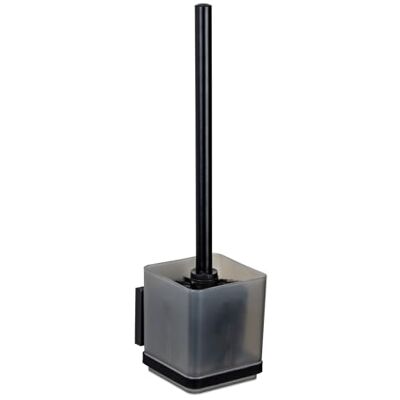 WENKO Quadro WC Brush Holder Set - Wall Mount, Black, Stainless Steel & Plastic WENKO Quadro WC Brush Holder Set - Wall Mount, Black, Stainless Steel & Plastic