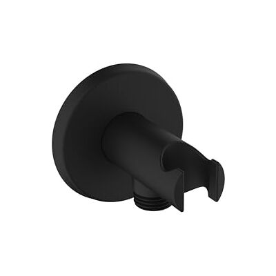 Bristan Round Wall Outlet with Handset Holder Bracket, 1/2" Shower Hose Connector, Secure Fixing Components, Black Finish Bristan Round Wall Outlet with Handset Holder Bracket, 1/2" Shower Hose Connector, Secure Fixing Components, Black Finish