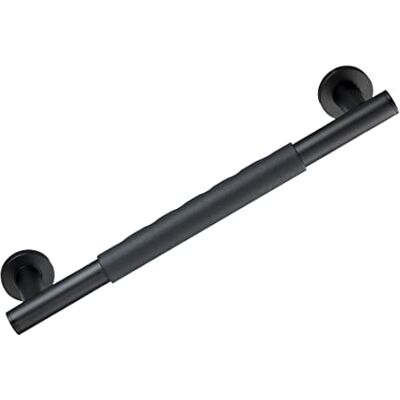 WENKO Wall grab rail Secura 40.5 cm, bathroom safety rail and shower support handle for shower, bath or toilet, made of stainless steel with non-slip soft-touch grip surface, black WENKO Wall grab rail Secura 40.5 cm, bathroom safety rail and shower support handle for shower, bath or toilet, made of stainless steel with non-slip soft-touch grip surface, black
