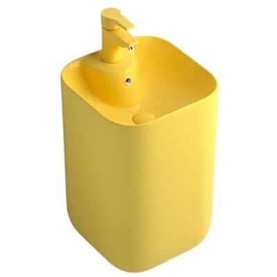 Kx9Lb8d Freestanding Wash Basin Colorful Pedestal Sink, Ceramic Basin with Overflow(Yellow) Kx9Lb8d Freestanding Wash Basin Colorful Pedestal Sink, Ceramic Basin with Overflow(Yellow)