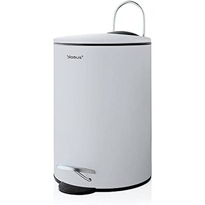 blomus Tubo pedal bin made of powder-coated steel, moon grey, 3 L capacity, smart close system, removable bucket, exclusive bathroom accessory (H x W x D): 24.5 x 17 x 17 cm, moon grey, 68993 blomus Tubo pedal bin made of powder-coated steel, moon grey, 3 L capacity, smart close system, removable bucket, exclusive bathroom accessory (H x W x D): 24.5 x 17 x 17 cm, moon grey, 68993