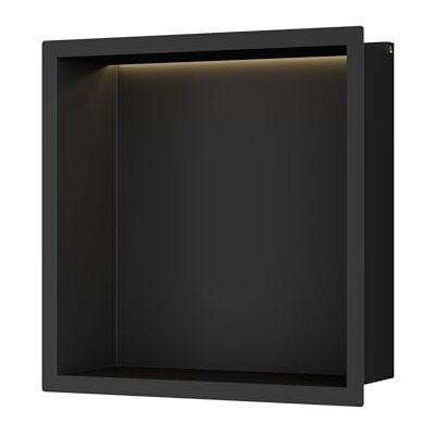 INSL8 Stainless Steel Matte Black (305 x 305 x 100mm LED) Shower Niches – Shelved & Standard Options with or Without LED Lighting INSL8 Stainless Steel Matte Black (305 x 305 x 100mm LED) Shower Niches – Shelved & Standard Options with or Without LED Lighting