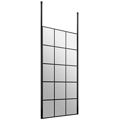 Hudson Reed BFCP080 Modern Bathroom Black Framed Free Standing Wetroom Screen with 2 Ceiling Posts, 800mm, Hudson Reed BFCP080 Modern Bathroom Black Framed Free Standing Wetroom Screen with 2 Ceiling Posts, 800mm,