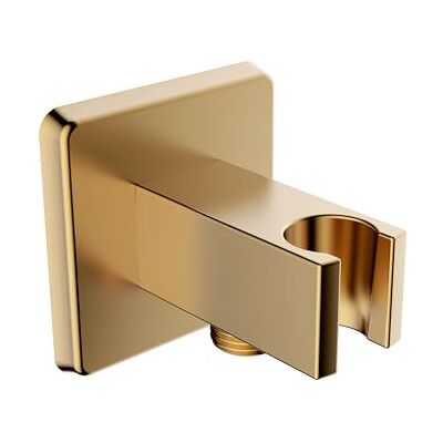 Bristan Square Wall Outlet with Handset Holder Bracket, 1/2" Shower Hose Connector, Secure Fixing Components, Brushed Brass Finish Bristan Square Wall Outlet with Handset Holder Bracket, 1/2" Shower Hose Connector, Secure Fixing Components, Brushed Brass Finish
