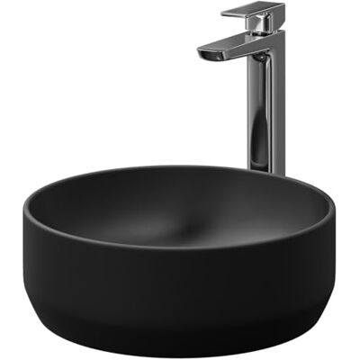 Nuie - Vessel Round Sit-On Countertop Basin - 350mm Wide - Matt Black - Basin Nuie - Vessel Round Sit-On Countertop Basin - 350mm Wide - Matt Black - Basin