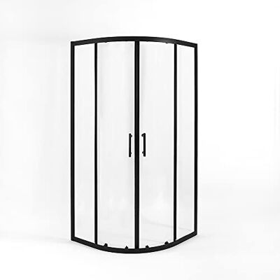 Milano Black Reversible Quadrant Shower Enclosure 800 x 800mm Toughened Glass Panels. Aluminium Profile. Contemporary Style. Framed Design. Corner Installation. Milano Black Reversible Quadrant Shower Enclosure 800 x 800mm Toughened Glass Panels. Aluminium Profile. Contemporary Style. Framed Design. Corner Installation.