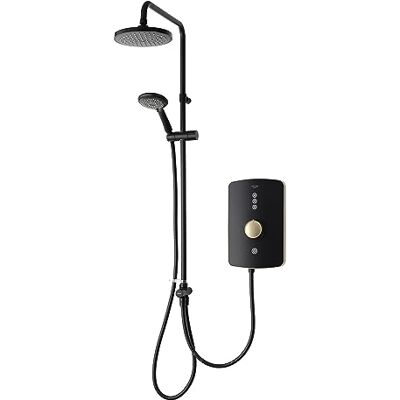 Triton Showers REAMDU97 Amala Metallic DuElec Shower Electric 9.5KW Black I Brushed Brass I Electrical Showers with Showerhead and Anti Twist Hose Rainfall Shower Head for Bathrooms Triton Showers REAMDU97 Amala Metallic DuElec Shower Electric 9.5KW Black I Brushed Brass I Electrical Showers with Showerhead and Anti Twist Hose Rainfall Shower Head for Bathrooms