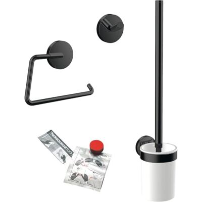 Emco round WC set with paper holder, brush set and adhesive set, 4398; color: Black Emco round WC set with paper holder, brush set and adhesive set, 4398; color: Black