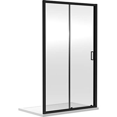 nuie SQSL12BP Rene Modern Bathroom 6mm Toughened Safety Glass Reversible Sliding Shower Enclosure Door, 1200mm, Satin Black nuie SQSL12BP Rene Modern Bathroom 6mm Toughened Safety Glass Reversible Sliding Shower Enclosure Door, 1200mm, Satin Black