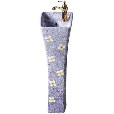 Kx9Lb8d Freestanding Wash Basin Ceramic Pedestal Sink Art Basin with Overflow Hole Floor Standing Washbasin(Purple) Kx9Lb8d Freestanding Wash Basin Ceramic Pedestal Sink Art Basin with Overflow Hole Floor Standing Washbasin(Purple)