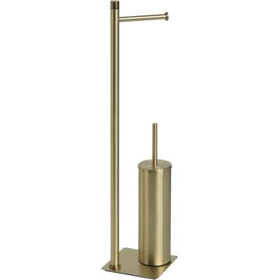 Gedy Seul Toilet Roll Holder & Brush Bathroom Set - Stainless Steel, Gold Gedy Seul Toilet Roll Holder & Brush Bathroom Set - Stainless Steel, Gold