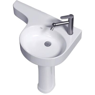 Kx9Lb8d Freestanding Wash Basin Ceramic Floor Standing Sink with Overflow and Faucet and Drain(Right) Kx9Lb8d Freestanding Wash Basin Ceramic Floor Standing Sink with Overflow and Faucet and Drain(Right)