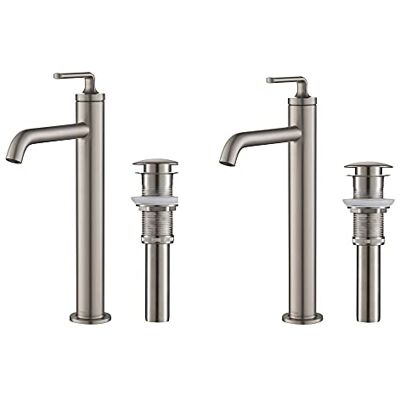 Kraus KVF-1220SFS-2PK Ramus Single Handle Vessel Sink Bathroom Faucet with Pop-Up Drain, Spot Free Stanless Steel Kraus KVF-1220SFS-2PK Ramus Single Handle Vessel Sink Bathroom Faucet with Pop-Up Drain, Spot Free Stanless Steel